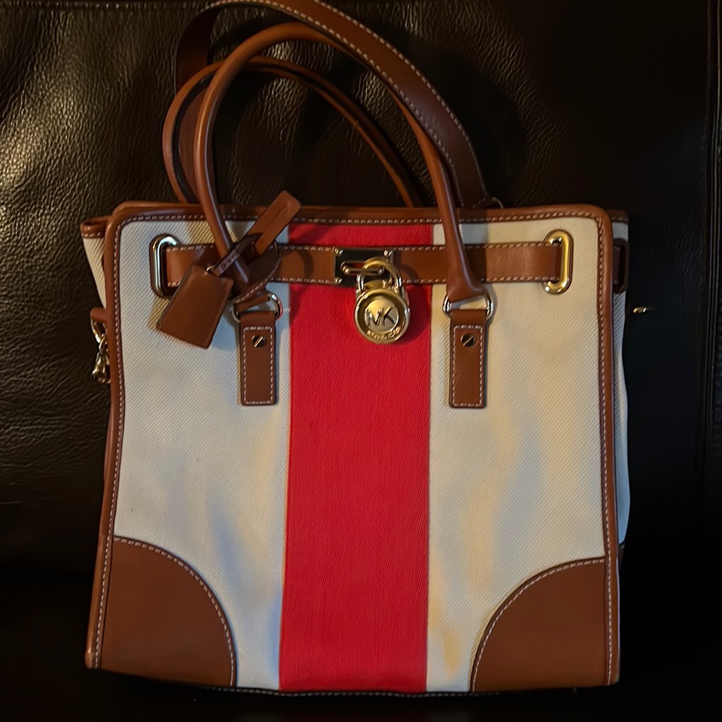 Michael Kors Large Tote Bag. Cream With Orange Strip. Only Been Used Once.
